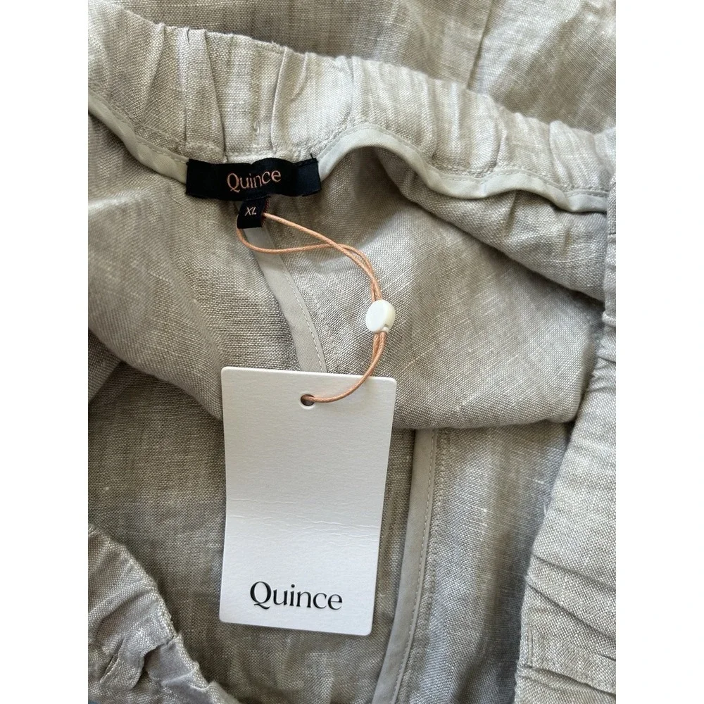 NWT Quince Flax 100% Linen Pants Elastic Waist PullOn Beach Casual Minimalist XL